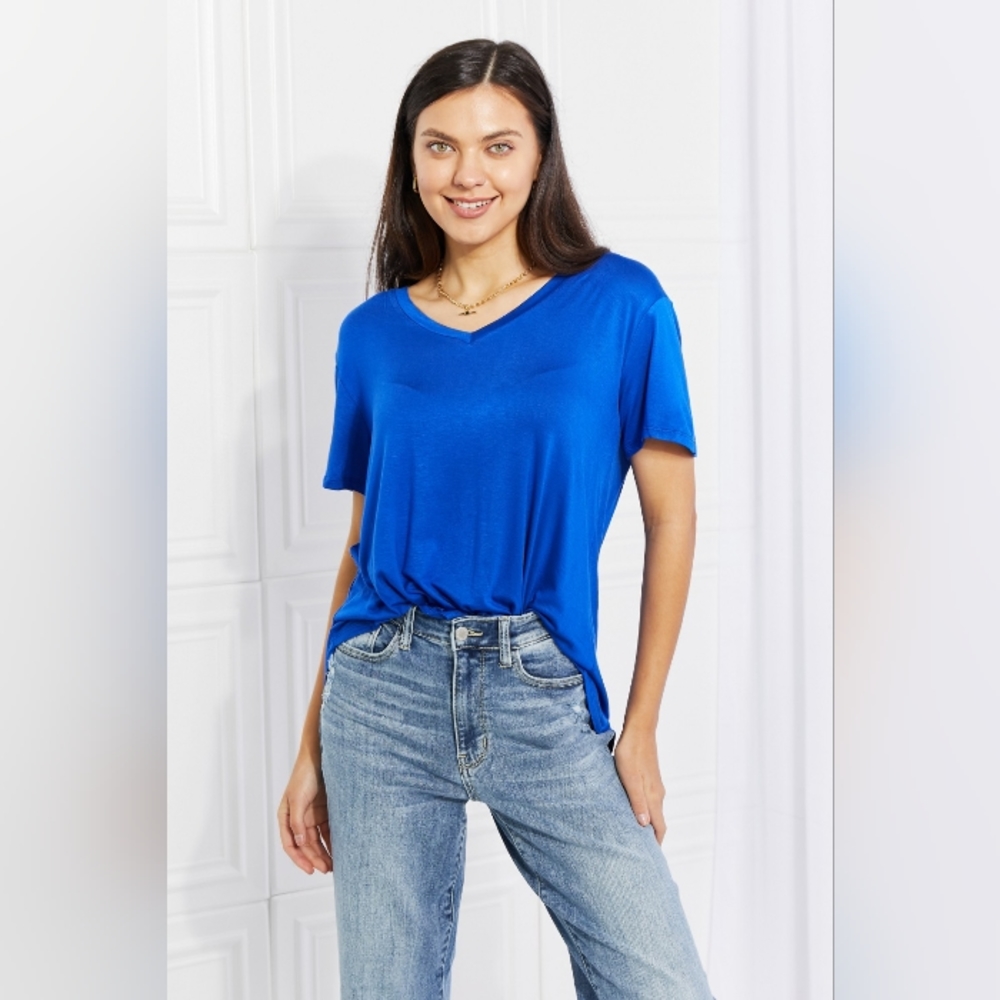 Culture Code Full Size Instant Connection V-Neck Blue Tee